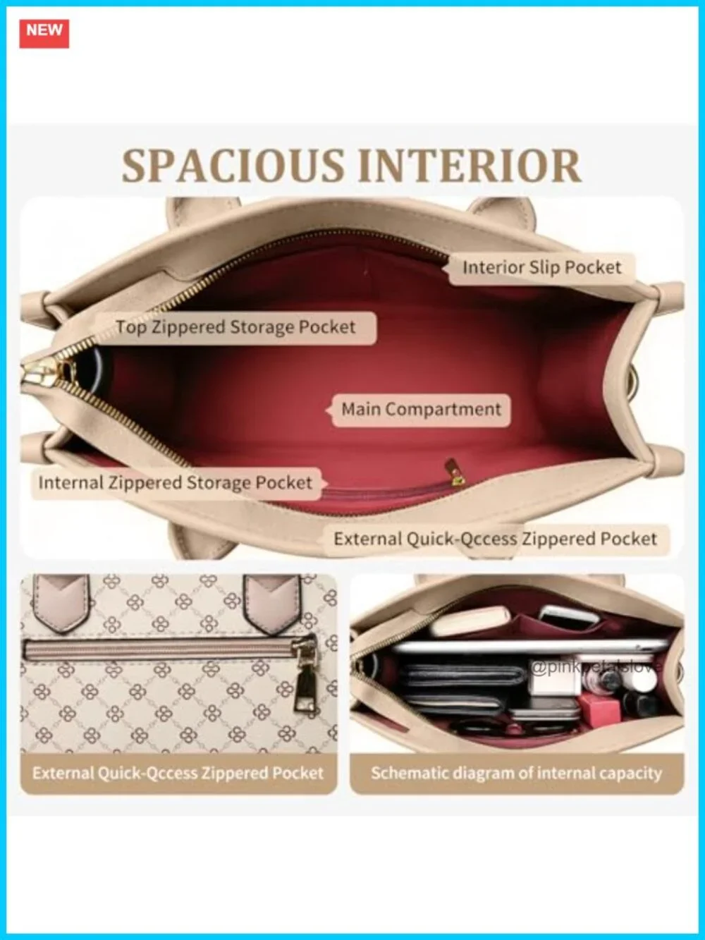 3-Piece PU Leather Satchel Purse Set with Adjustable Shoulder Strap